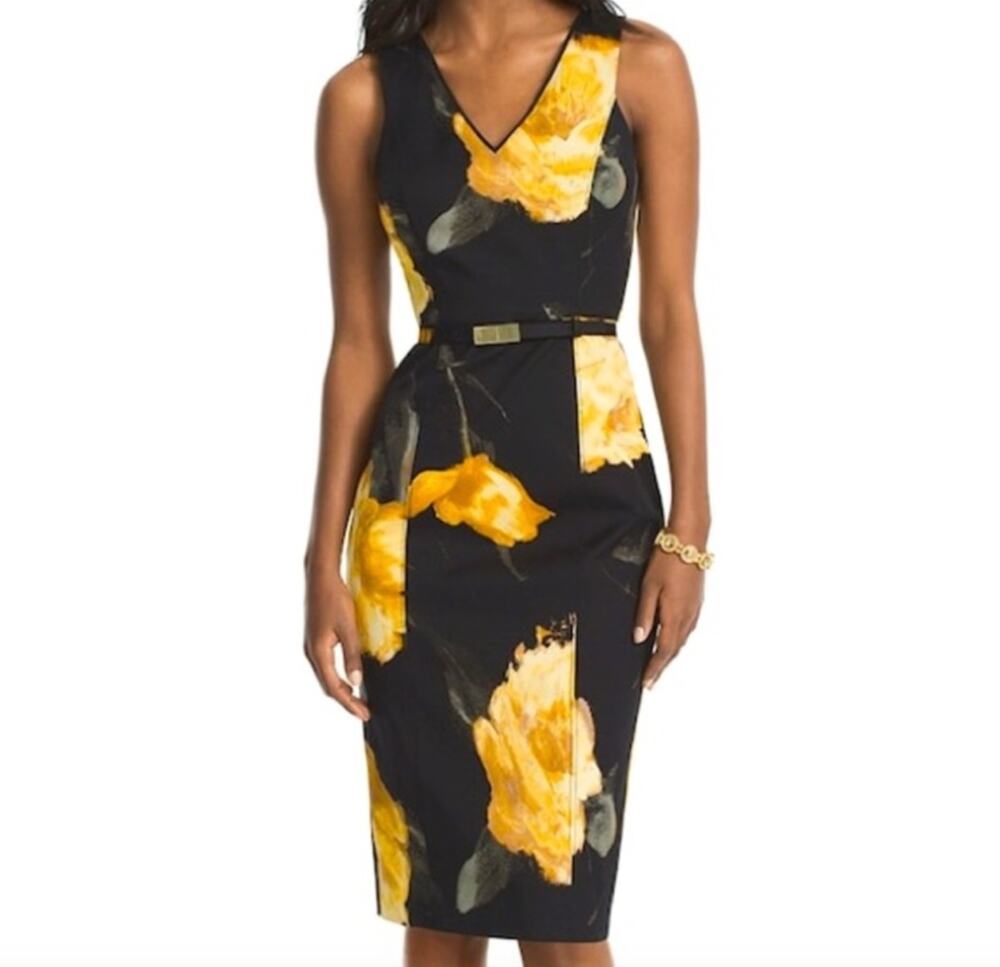 WHITE HOUSE BLACK MARKET Dark Ground Floral Sheath Dress NWT Size Women's 6